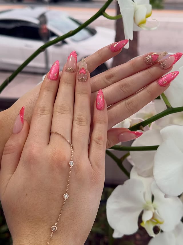 Custom Gel-X extension set with nail art at X Nails in Sherman Oaks